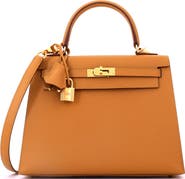 Pre-Owned Hermes Kelly Handbag Brown Epsom with Gold Hardware 25