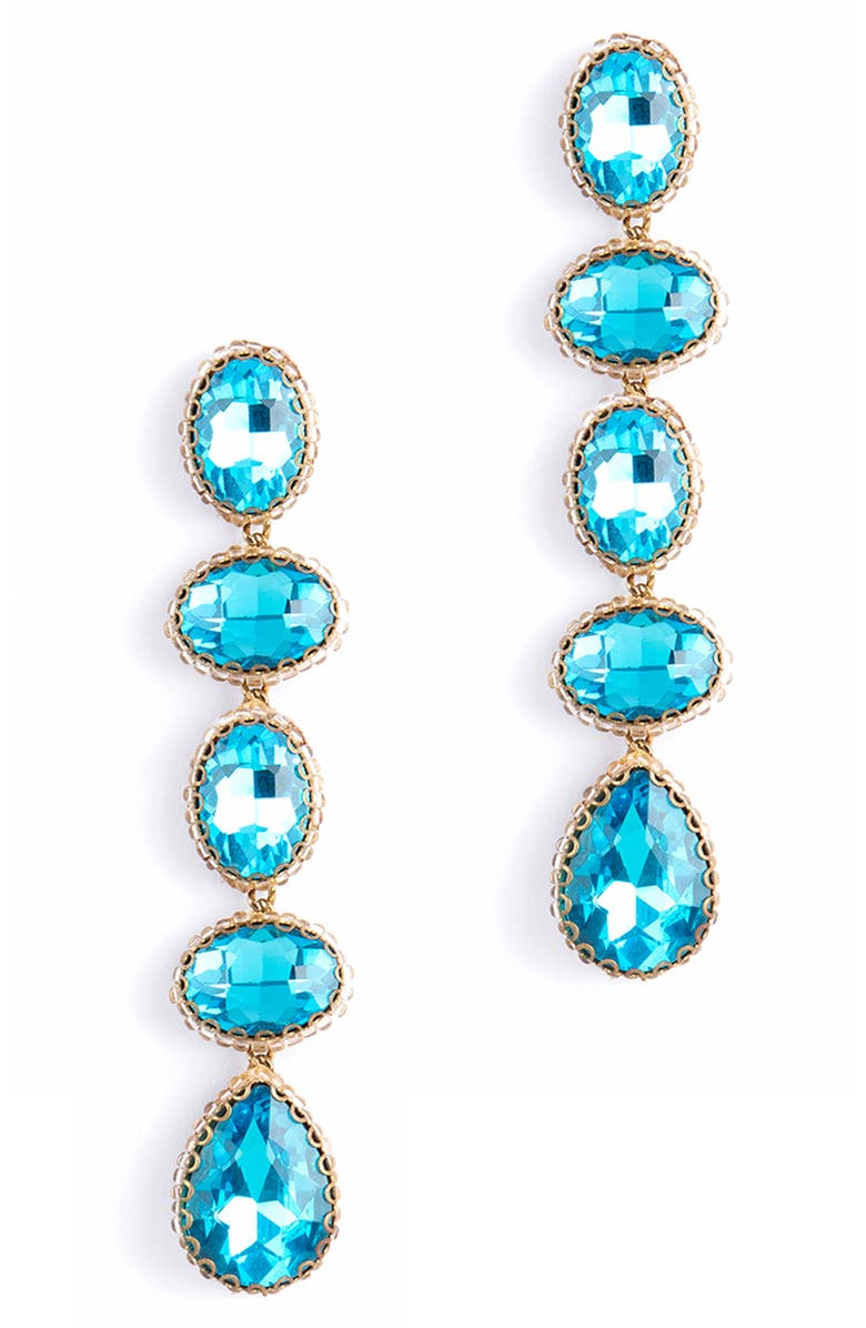 Deepa Gurnani Tyra Drop Earrings, Main, color, Aqua