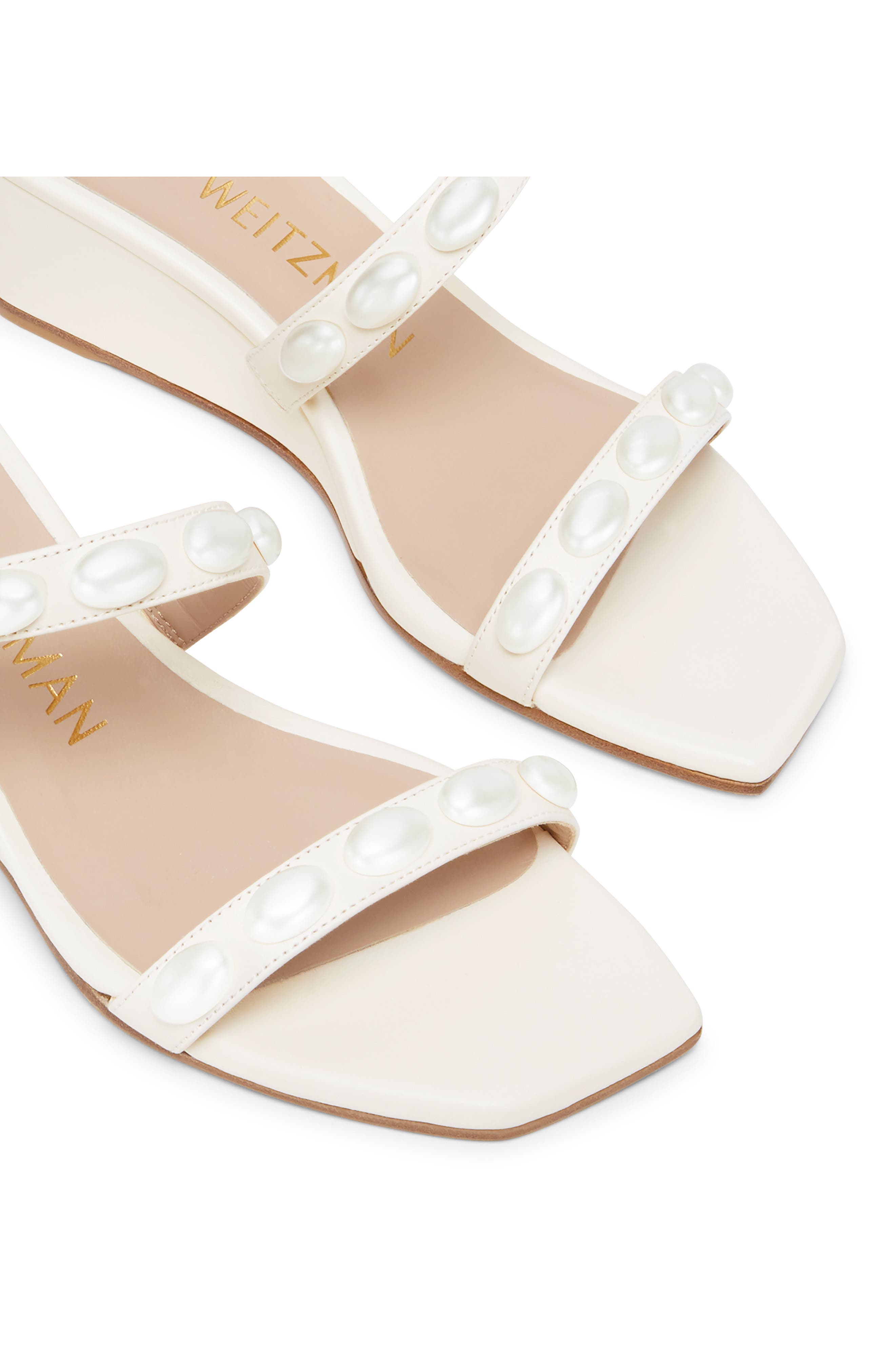 Stuart Weitzman Pearlita 50 Wedge Slide Sandal, Alternate, color, Seashell