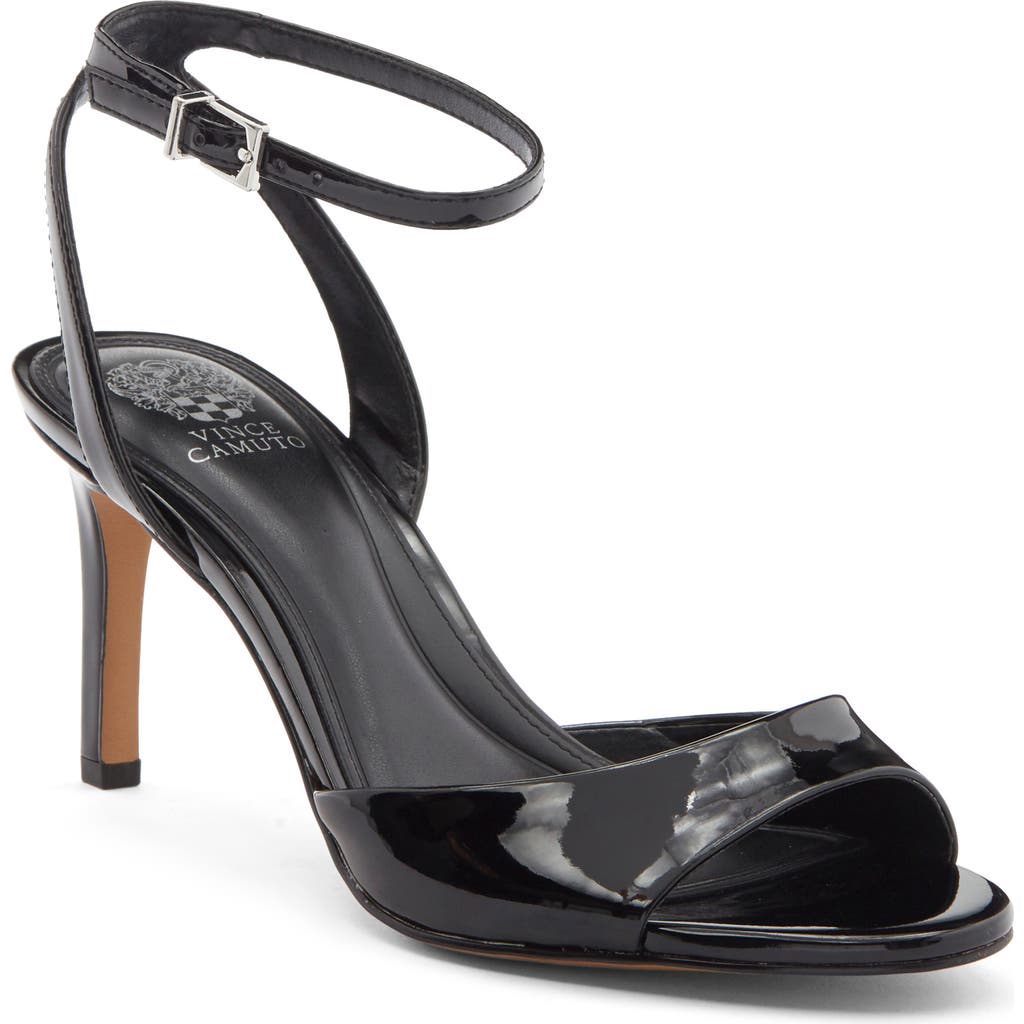 Vince Camuto Arilene Ankle Strap Sandal In Black Patent Pu