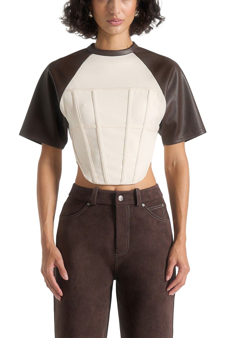 Juline Corset T-Shirt, Alternate, color, Cream