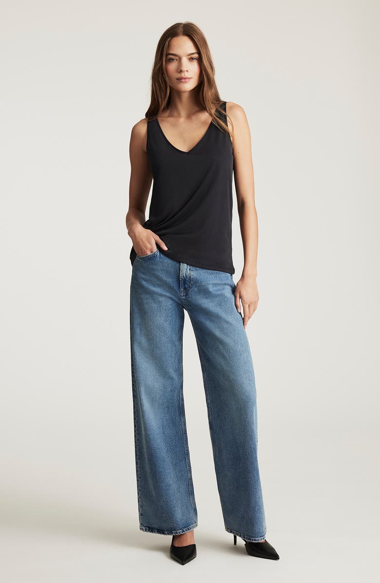 Mavi Jeans Slim Fit Lace Trim Tank, Alternate, color, Black