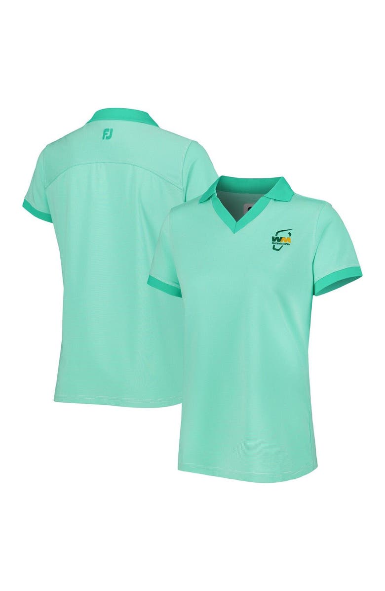 FOOTJOY Women's FootJoy Mint WM Phoenix Open End on End Lisle ProDry V-Neck Golf Polo, Main, color, 