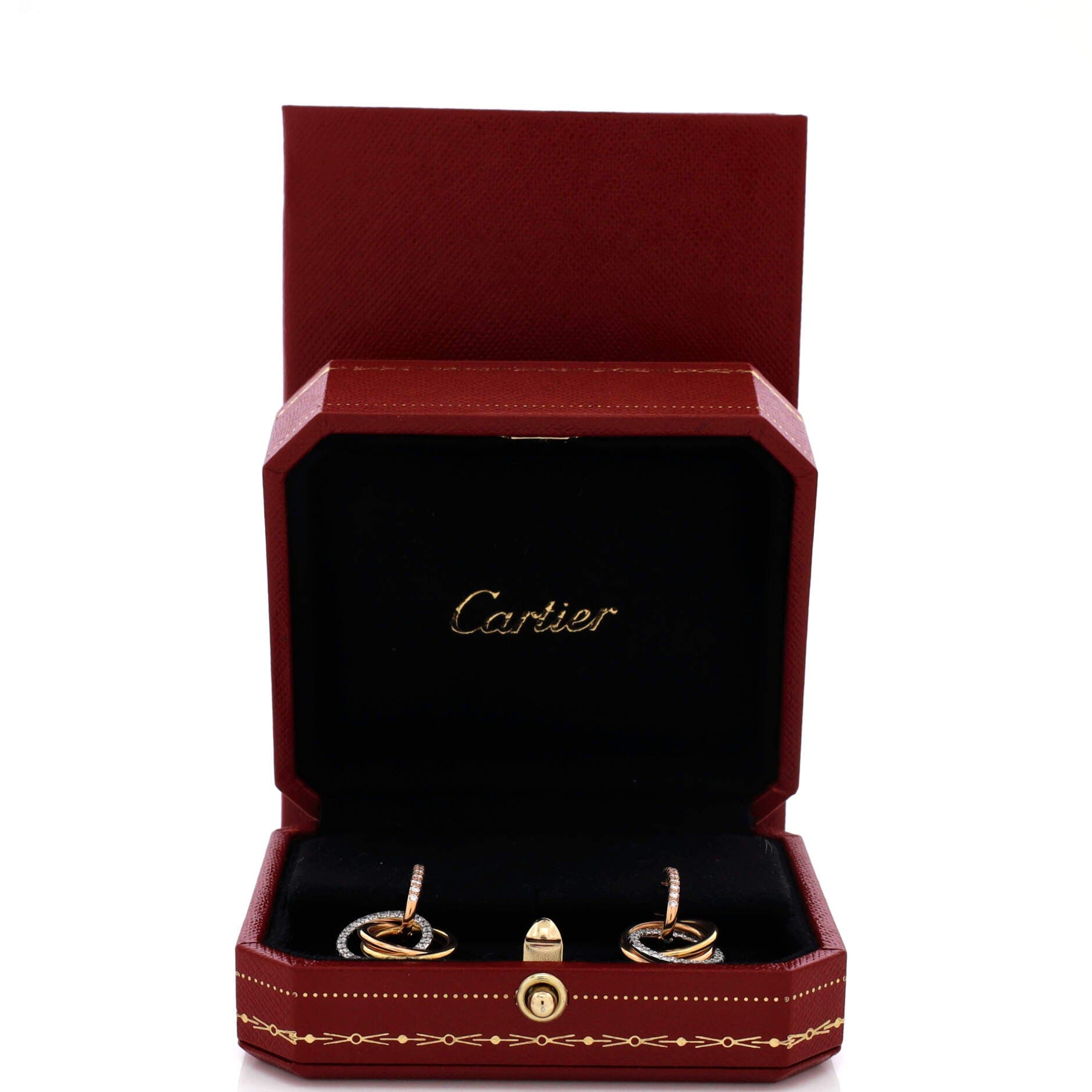 Trinity Hoop Dangle Earrings 18K Tricolor Gold with Diamonds, Alternate, color, Metallic Gold