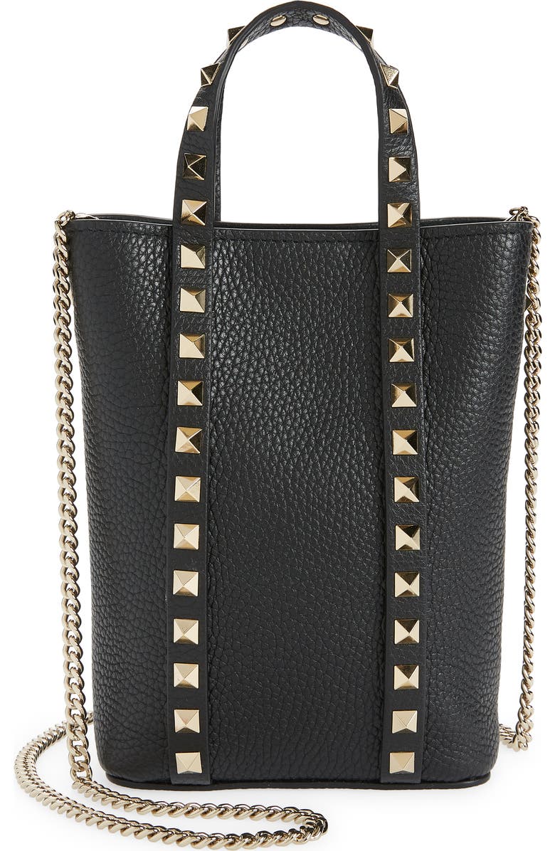 Valentino Garavani Rockstud Leather Tote, Main, color,