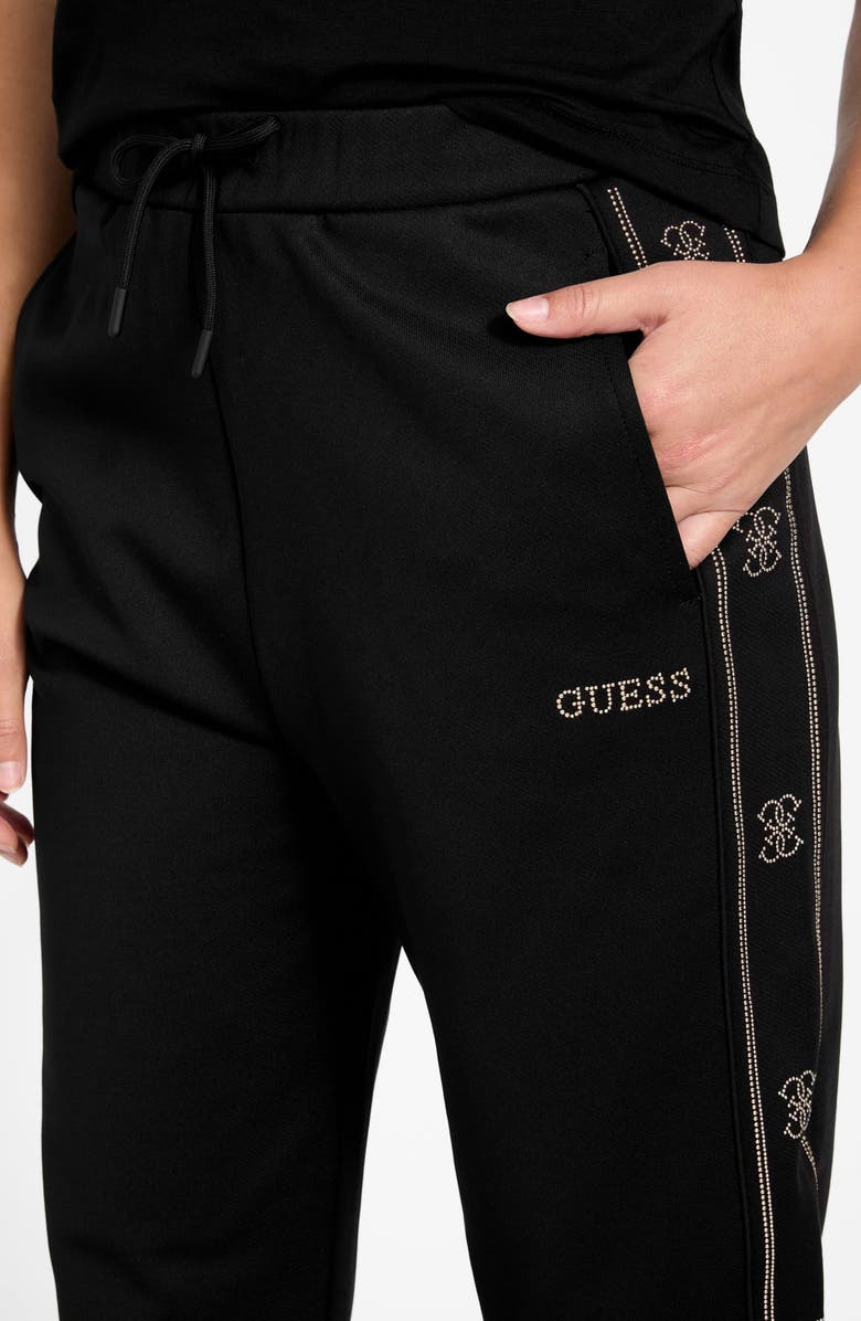 GUESS Octavia Rhinestone Joggers, Alternate, color, Black