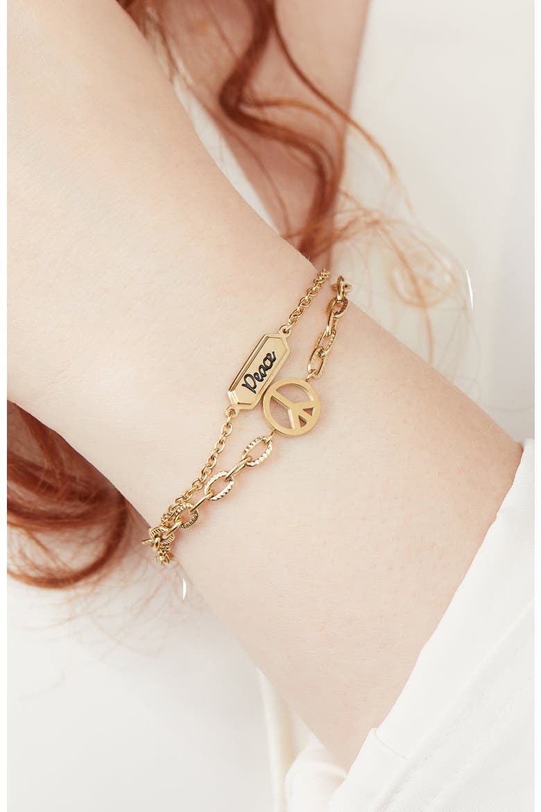 Peace Stranded Bracelet Set, Alternate, color, Gold