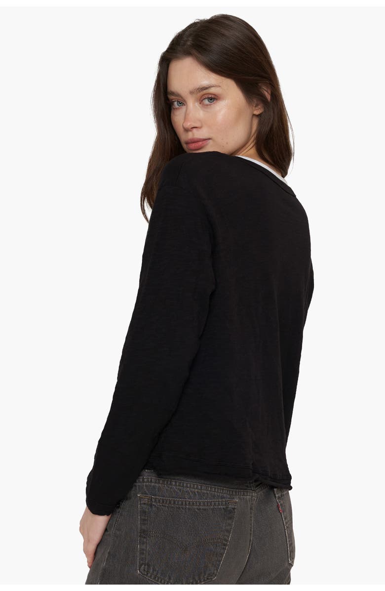 WILT Clothing Raw Crew Crop Boxy Long Sleeve, Alternate, color, Black/White