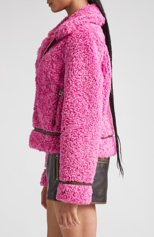 Stand Studio Audrey Faux Shearling Jacket In Pink