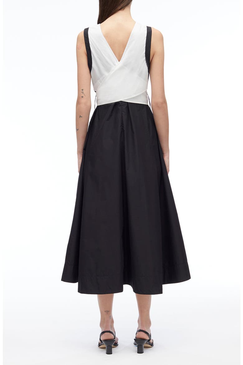 Belted Poplin Midi Dress, Alternate, color, BLACK WHITE