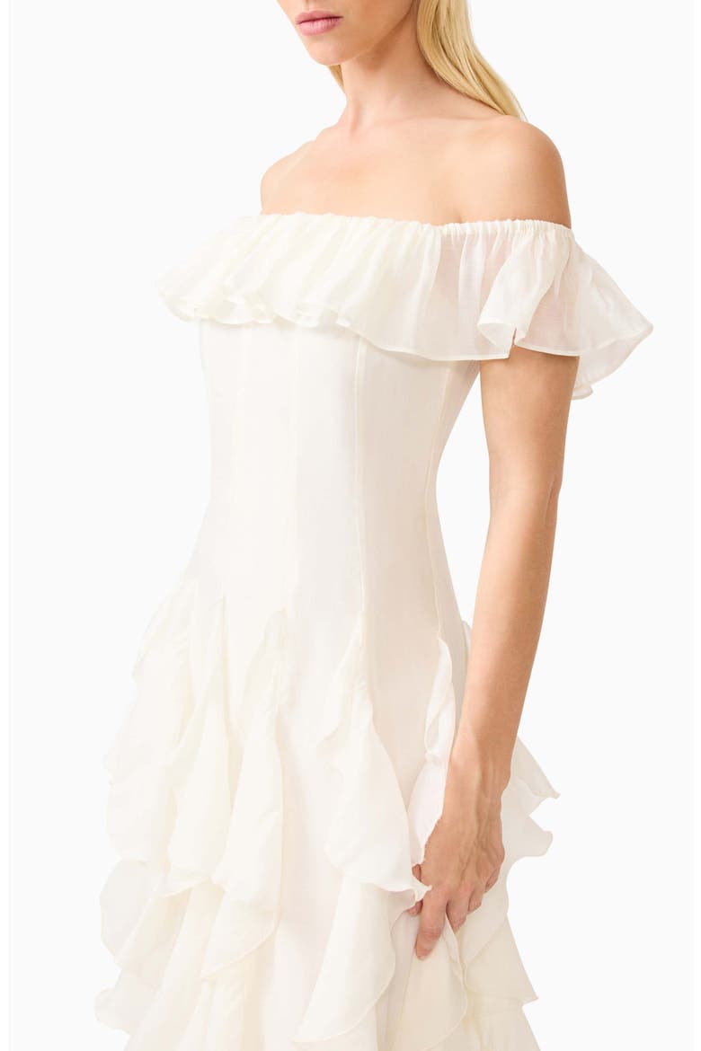 Yvette Off the Shoulder Ruffle Gown, Alternate, color, WHITE