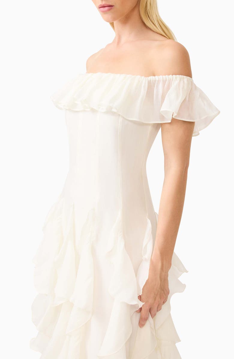 Elliatt Yvette Off the Shoulder Ruffle Gown, Alternate, color, White
