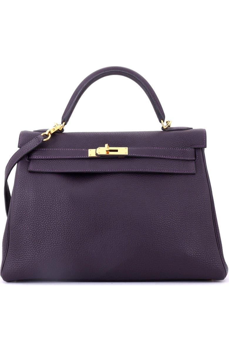 Pre-Owned Hermes Kelly Handbag Purple Togo with Gold Hardware 32, Main, color, Raisin