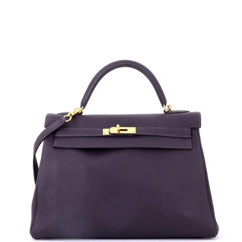 Kelly Handbag Purple Togo with Gold Hardware 32