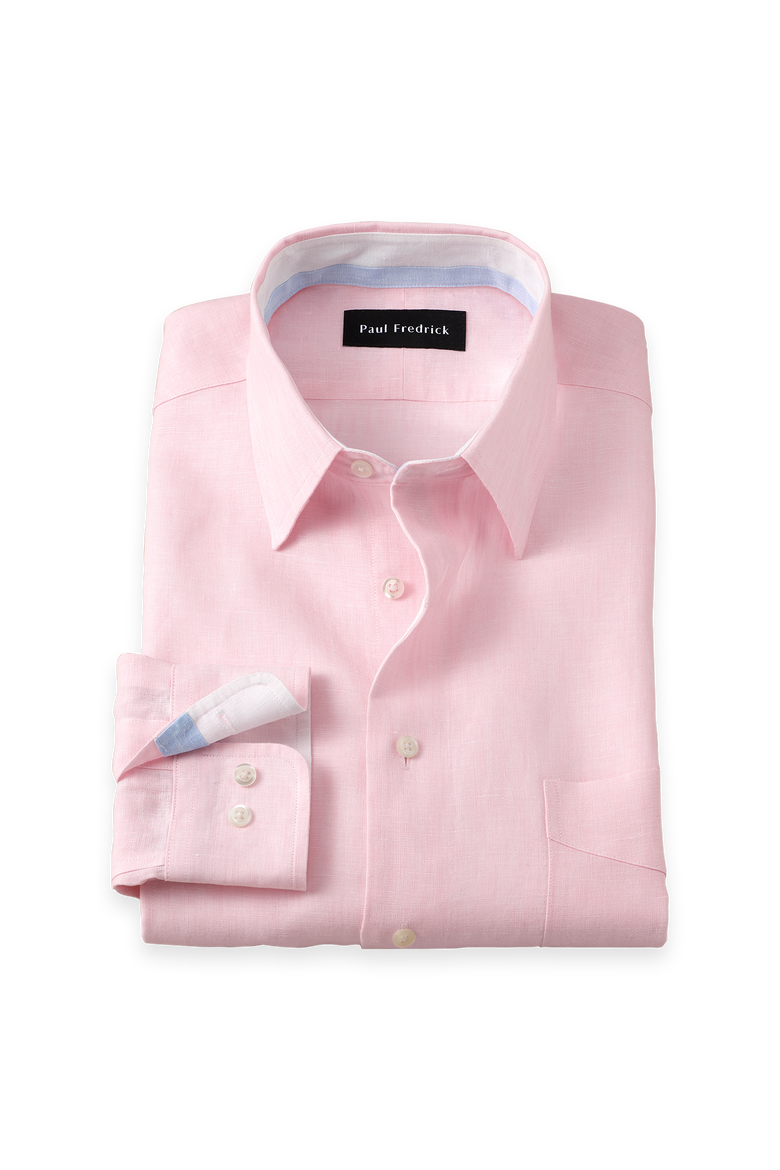 Cotton Buttondown Collar Twill Slim Contrast Trim Button Cuff Long Sleeve Shirt, Main, color, Pink