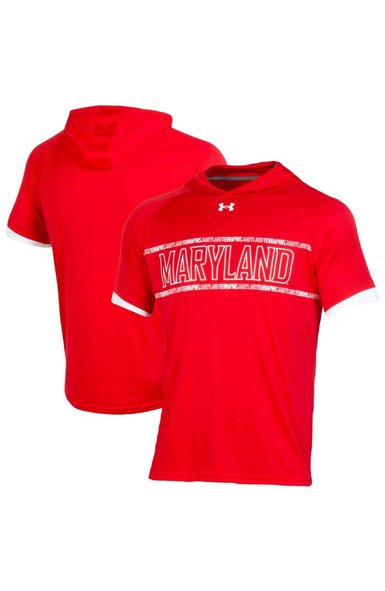 Under Armour Men's Under Armour Red Maryland Terrapins On-Court Basketball Shooting Hoodie Raglan Performance T-Shirt, Main, color, 