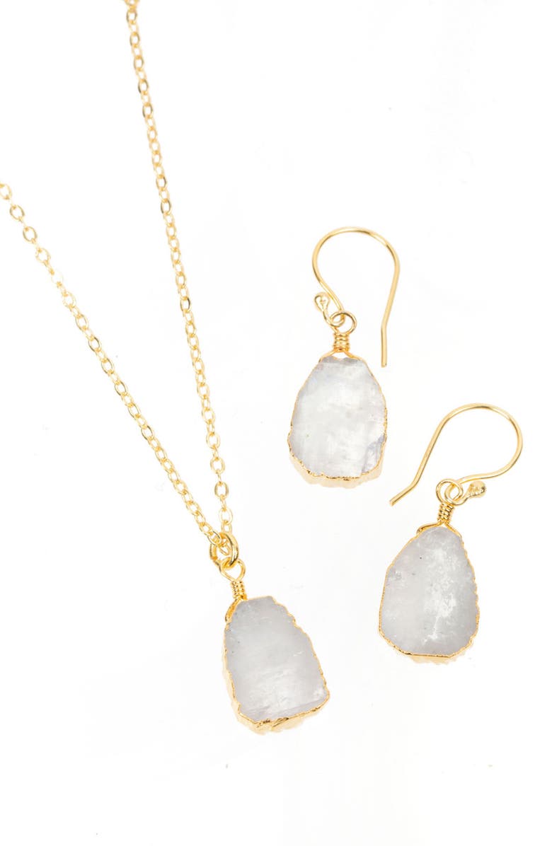 SAACHI Mojave Mini Opal Moonstone Earring & Necklace Set, Main, color, White
