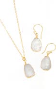 SAACHI Mojave Mini Opal Moonstone Earring & Necklace Set