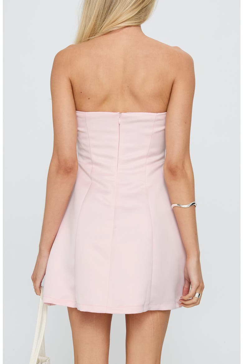 Genevie Bow Strapless Minidress, Alternate, color, LIGHT PINK
