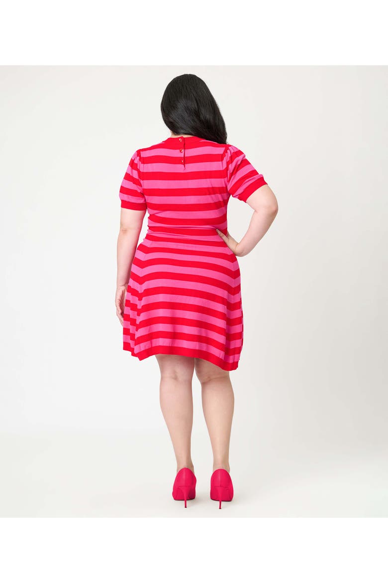 Plus Size Heart Cutout Flare Dress, Alternate, color, Pink & Red Stripe
