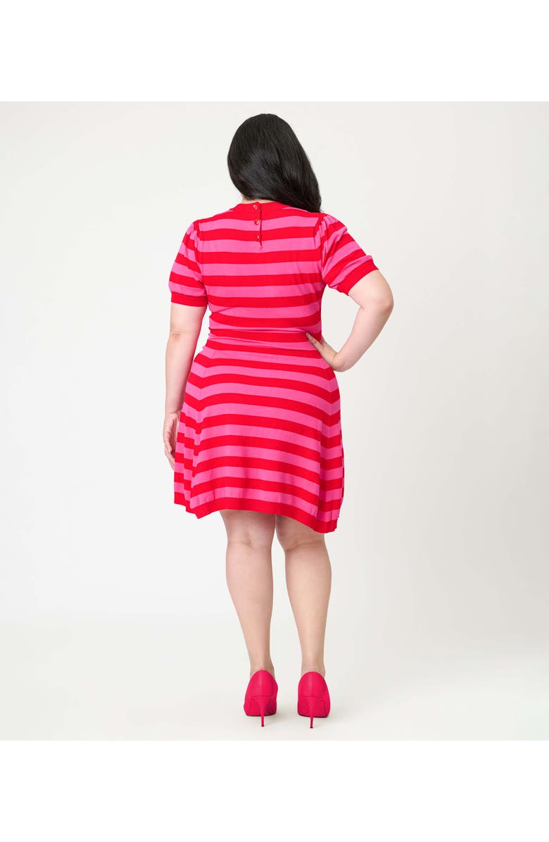 Smak Parlour Plus Size Heart Cutout Flare Dress, Alternate, color, Pink & Red Stripe