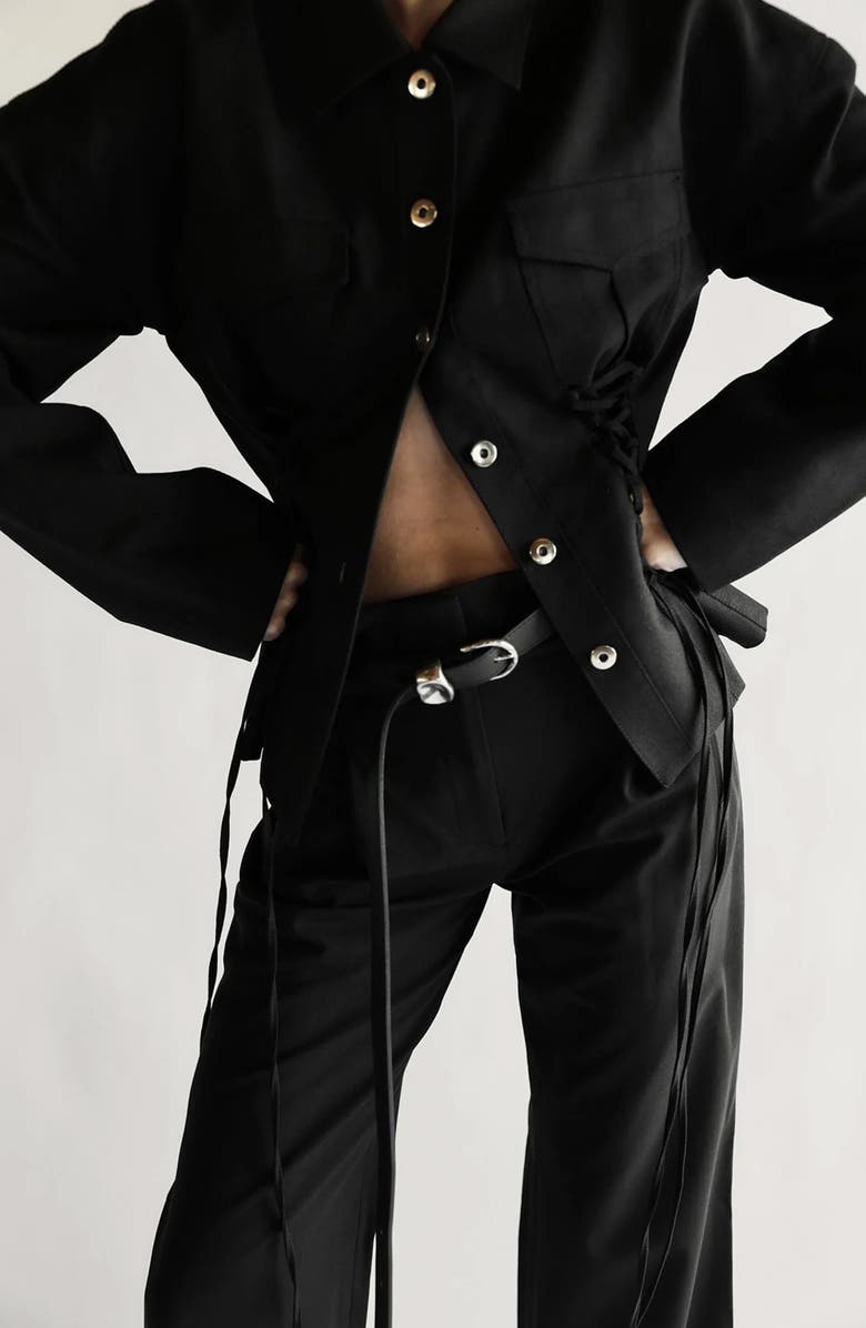 Janessa Leoné Myra Leather Wrap Belt, Alternate, color, Black