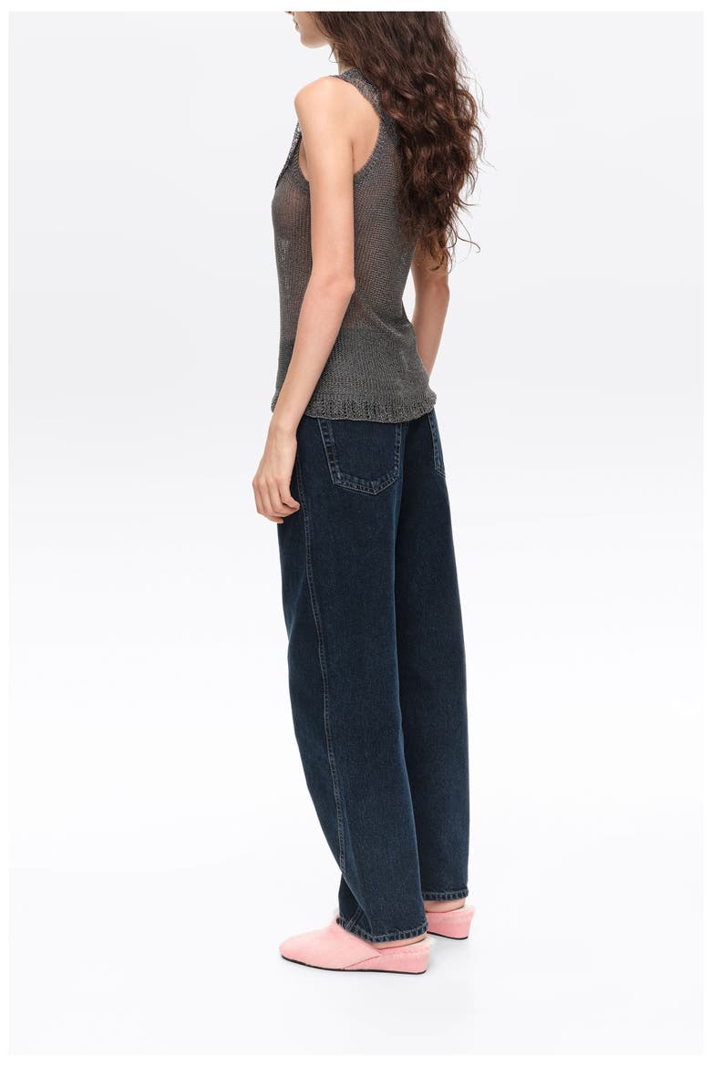 Denim Barrel Leg 5-Pocket Trousers, Alternate, color, DARK DENIM BLUE