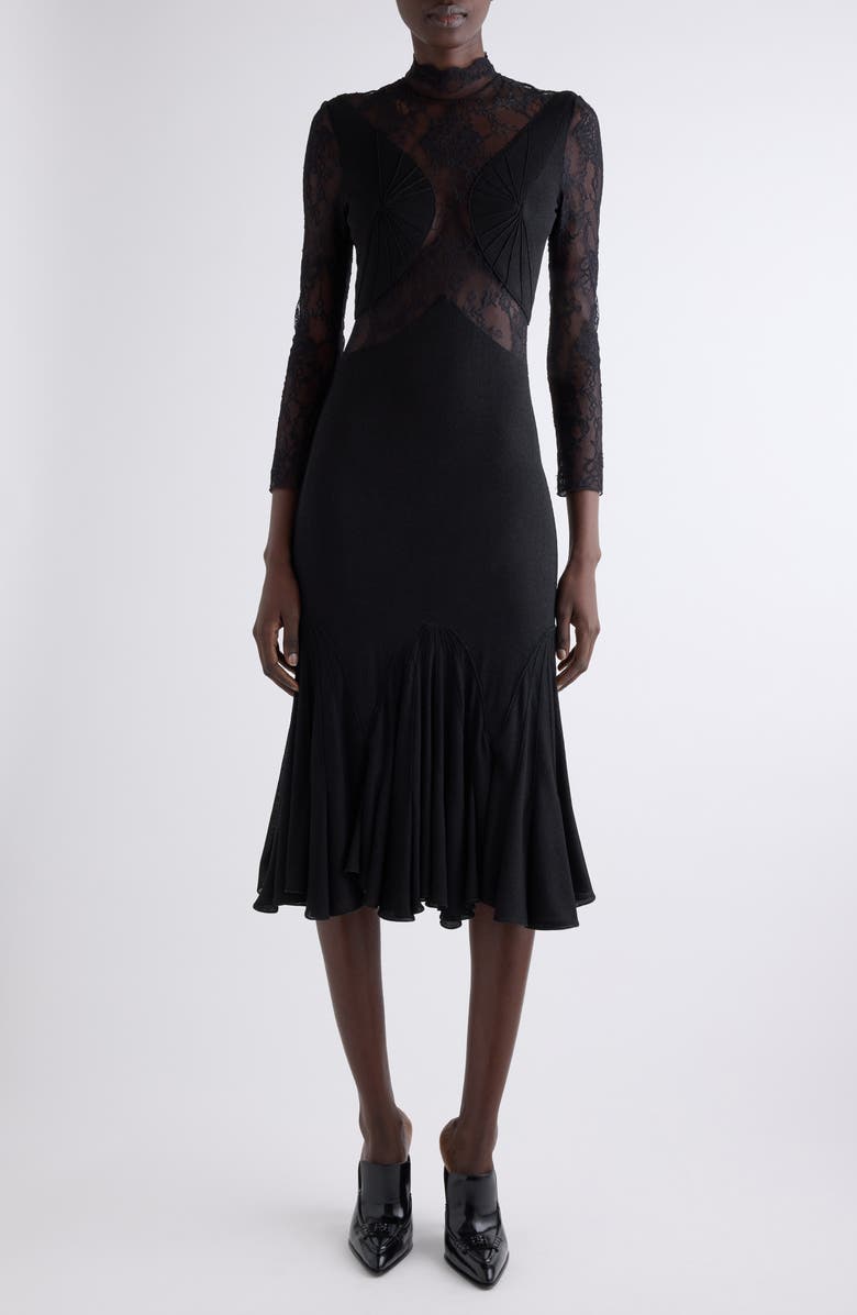Givenchy Fan Seam Chandelier Lace & Jersey Dress, Main, color,