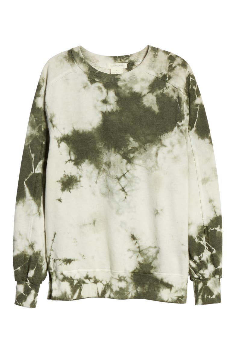 Tie Dye Crewneck Sweatshirt, Alternate, color, OLIVE SARMA COMBO