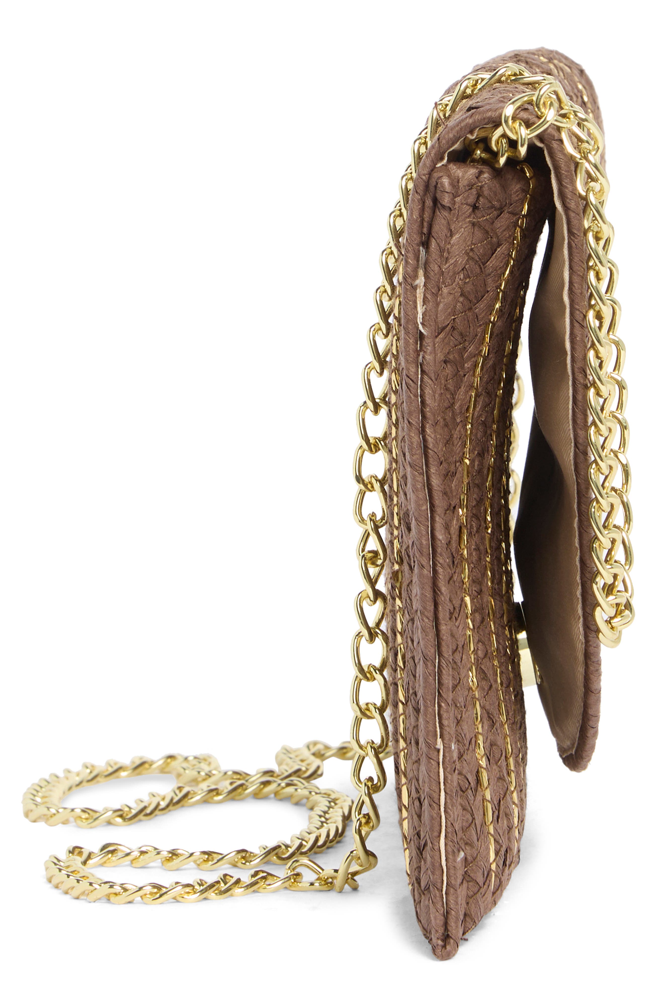 Straw Clutch, Alternate, color, CHOCOLATE GOLD
