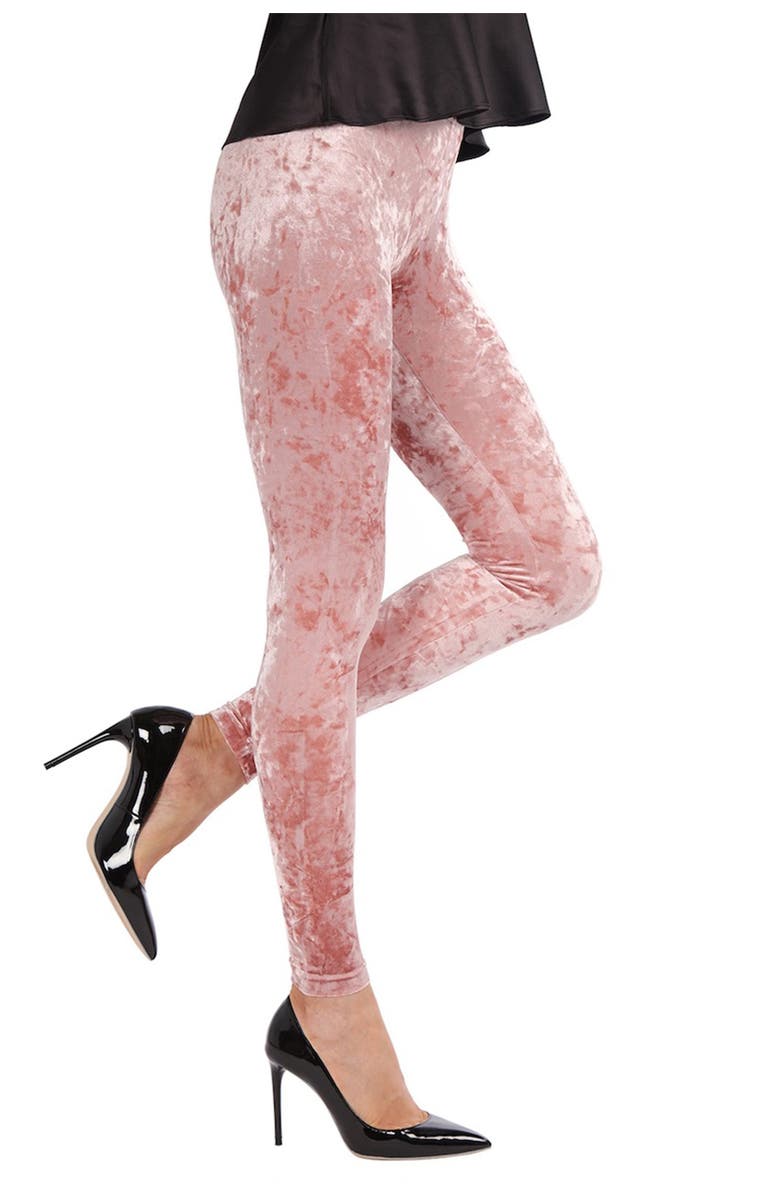 MeMoi Crushed Velvet Leggings, Main, color, Blush
