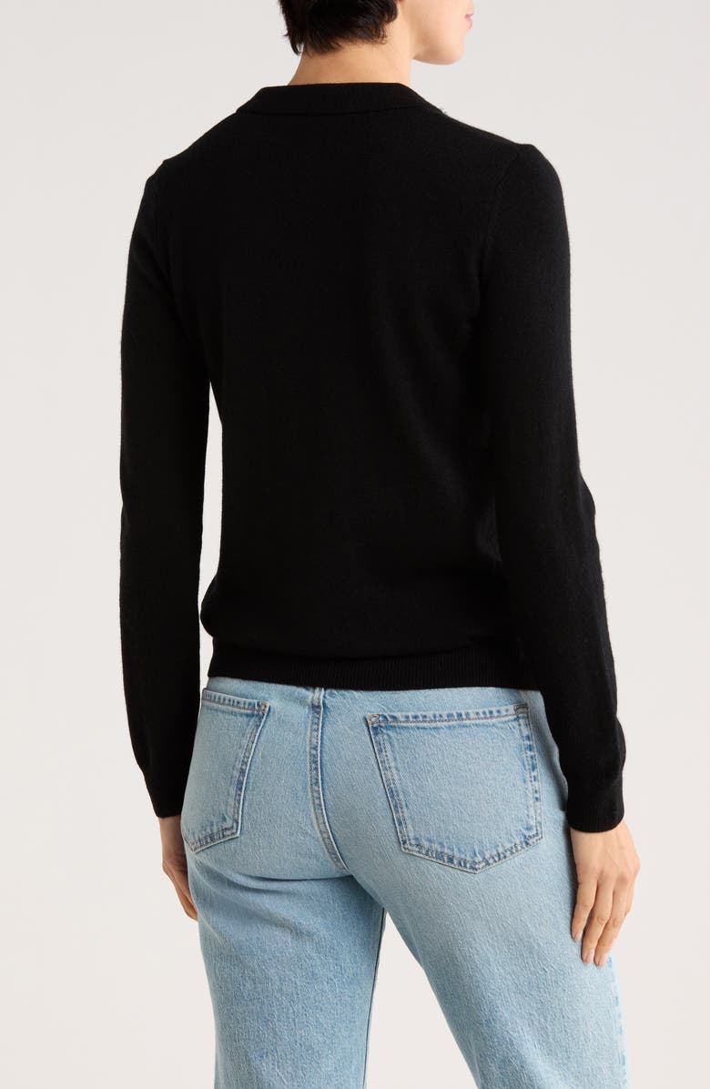 Sofia Cashmere Embellished Collar Polo, Alternate, color, Black