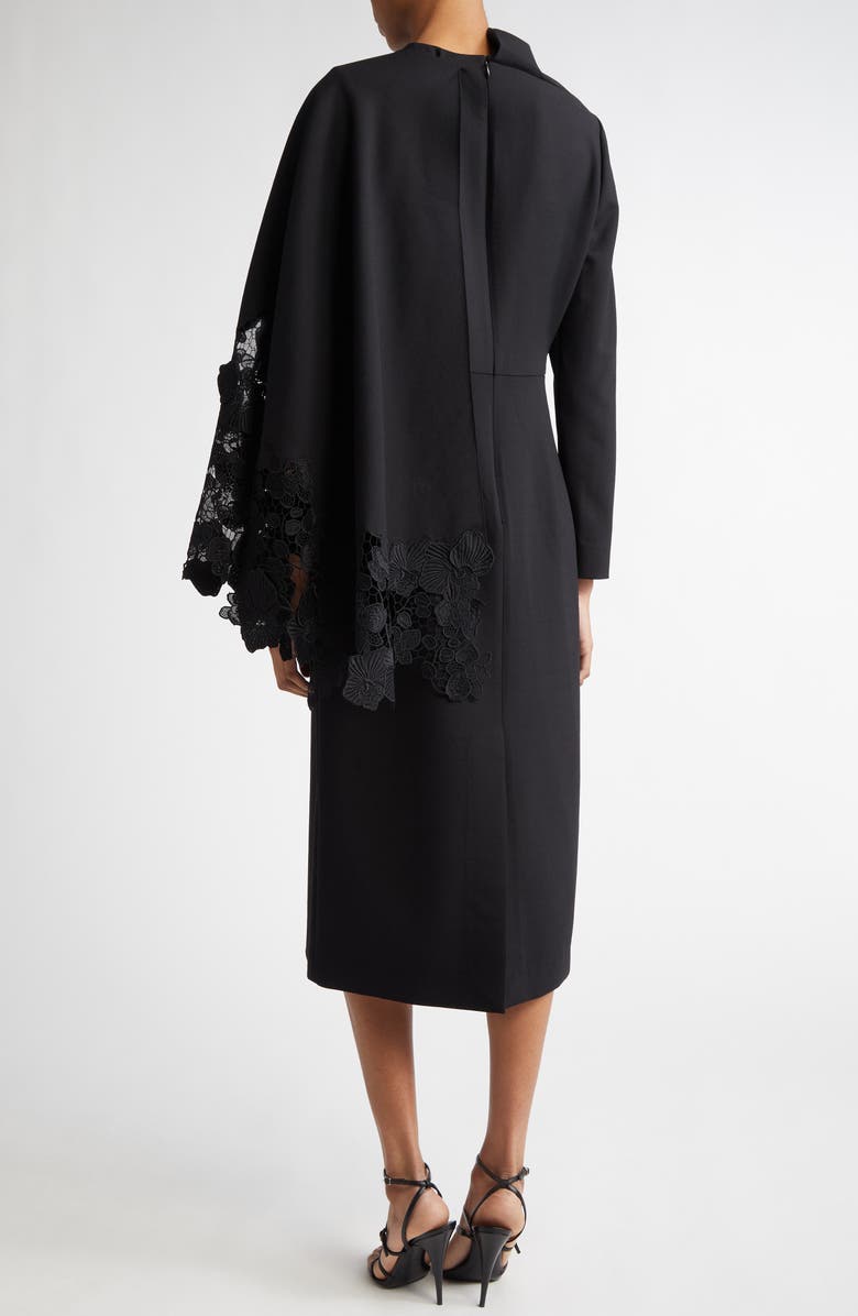 Oscar de la Renta Guipure Lace Embellished Long Sleeve Midi Dress, Alternate, color, 