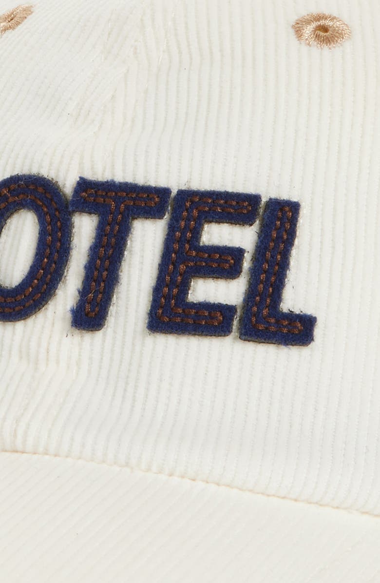 Drake's Motel Felt Appliqué Corduroy Adjustable Baseball Cap, Alternate, color, White