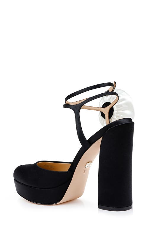 Shop Badgley Mischka Collection Janessa Ankle Strap Platform Pump In Black Satin