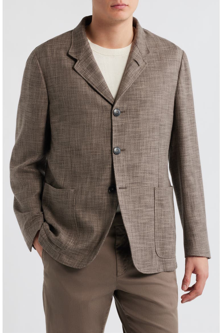 Bruma Trim Fit Light Brown Mélange Cotton & Wool Blend Sport Coat, Alternate, color, LIGHT BROWN