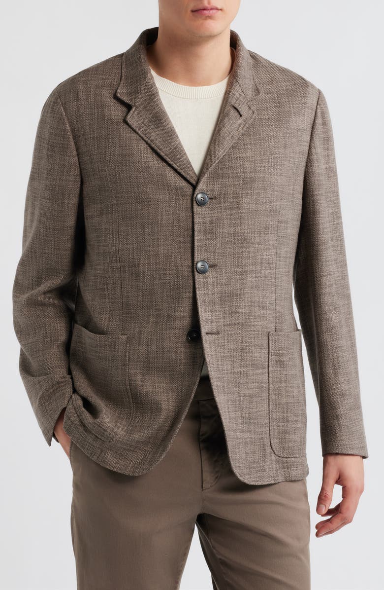 Canali Bruma Trim Fit Light Brown Mélange Cotton & Wool Blend Sport Coat, Alternate, color, Light Brown