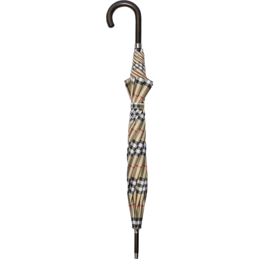 Burberry Check Walking Umbrella In Gray