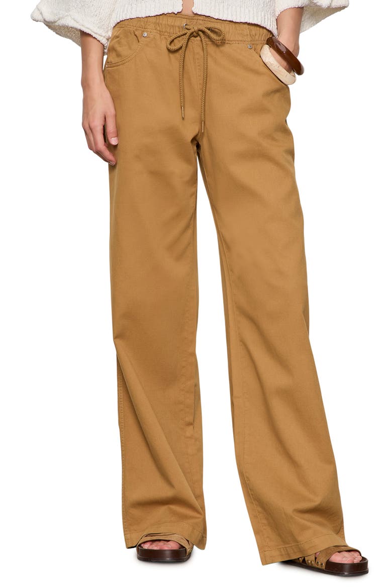 All Aboard Tie Waist Pants, Main, color, WASHED BEIGE