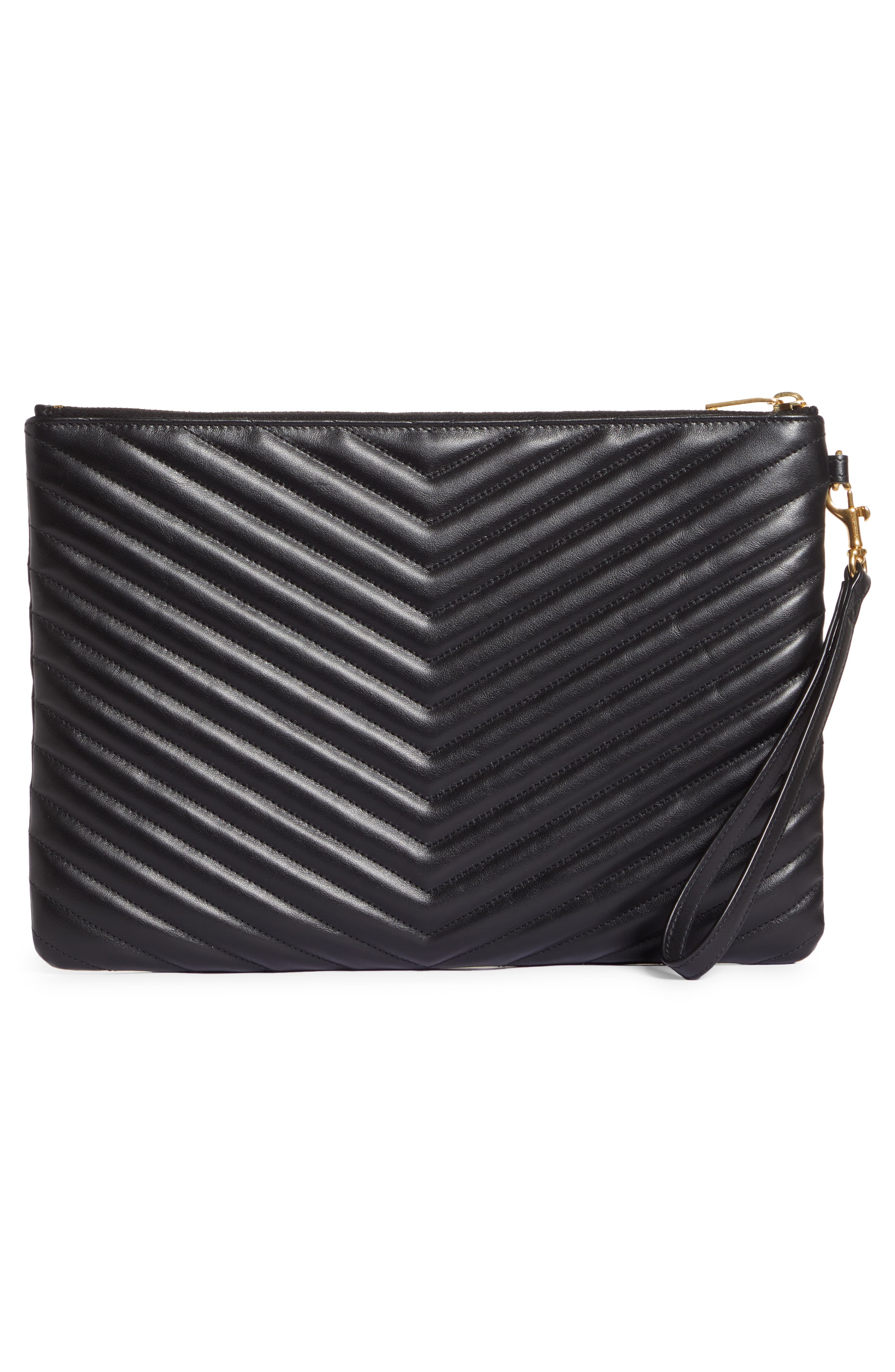 Saint Laurent YSL Monogram Matelassé Leather Tablet Pouch, Alternate, color, 