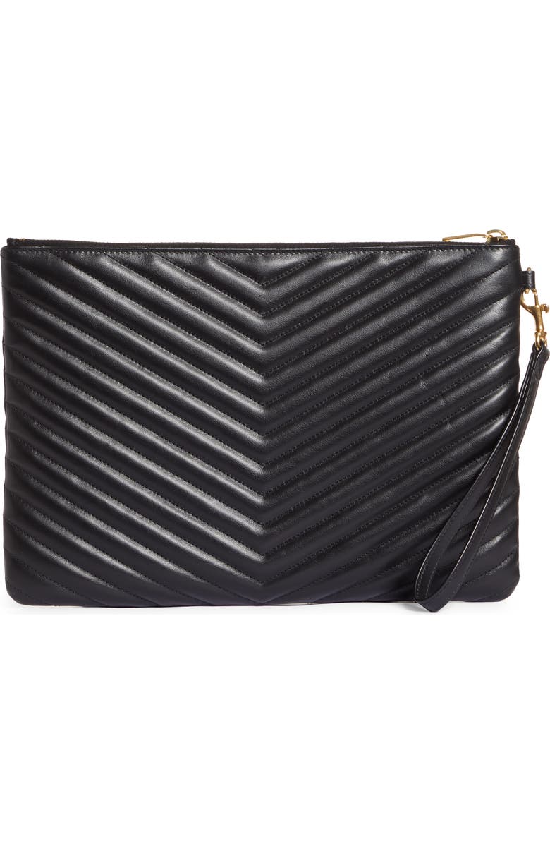 Saint Laurent YSL Monogram Matelassé Leather Tablet Pouch, Alternate, color,