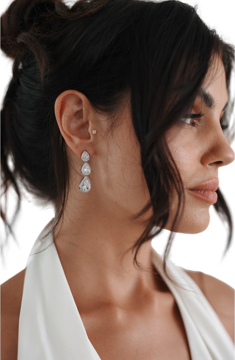 Untamed Petals Dynasty Crystal Drop Earrings, Alternate, color, Silver