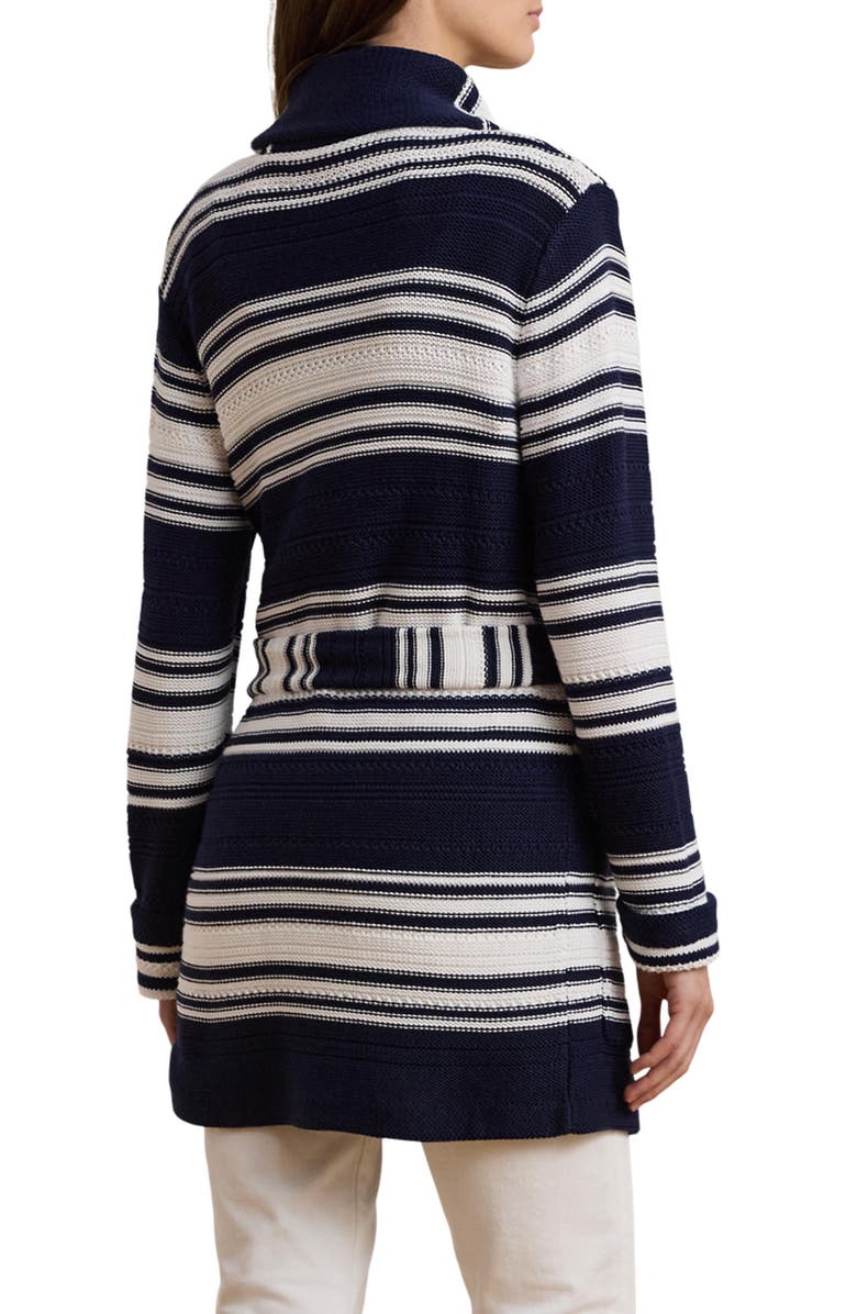 Lauren Ralph Lauren Stripe Belted Long Cardigan, Alternate, color, 