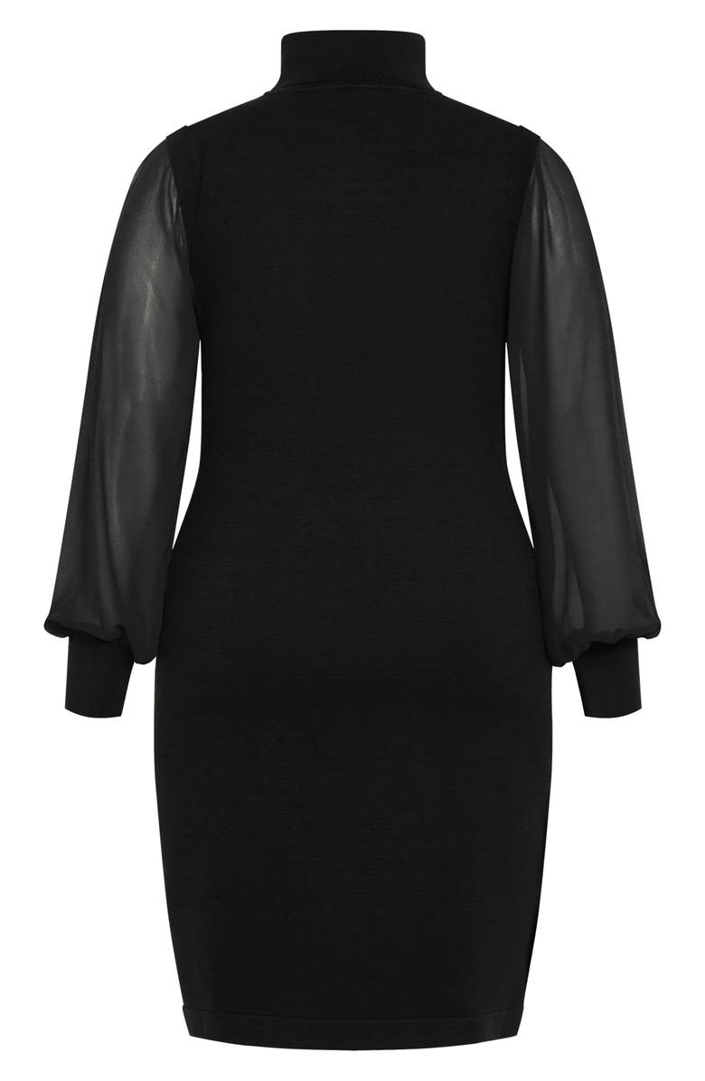 City Chic Jaylani Mock Neck Long Sleeve Dress, Alternate, color, Black