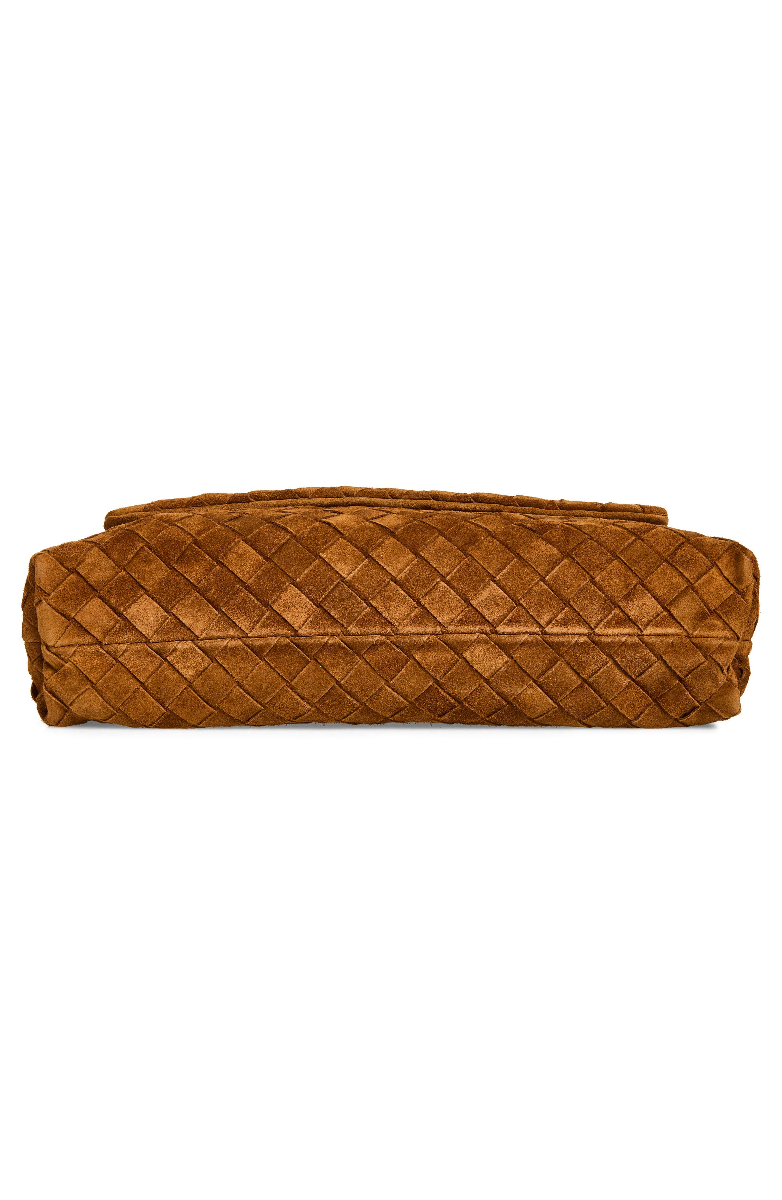 Bottega Veneta Giorno Intrecciato Suede Shoulder Bag, Alternate, color, 2588 Amber-Gold