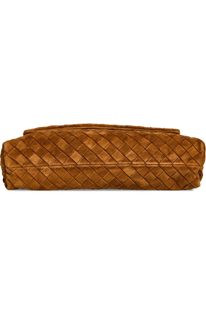 Bottega Veneta Giorno Intrecciato Suede Shoulder Bag, Alternate, color, 2588 Amber-Gold