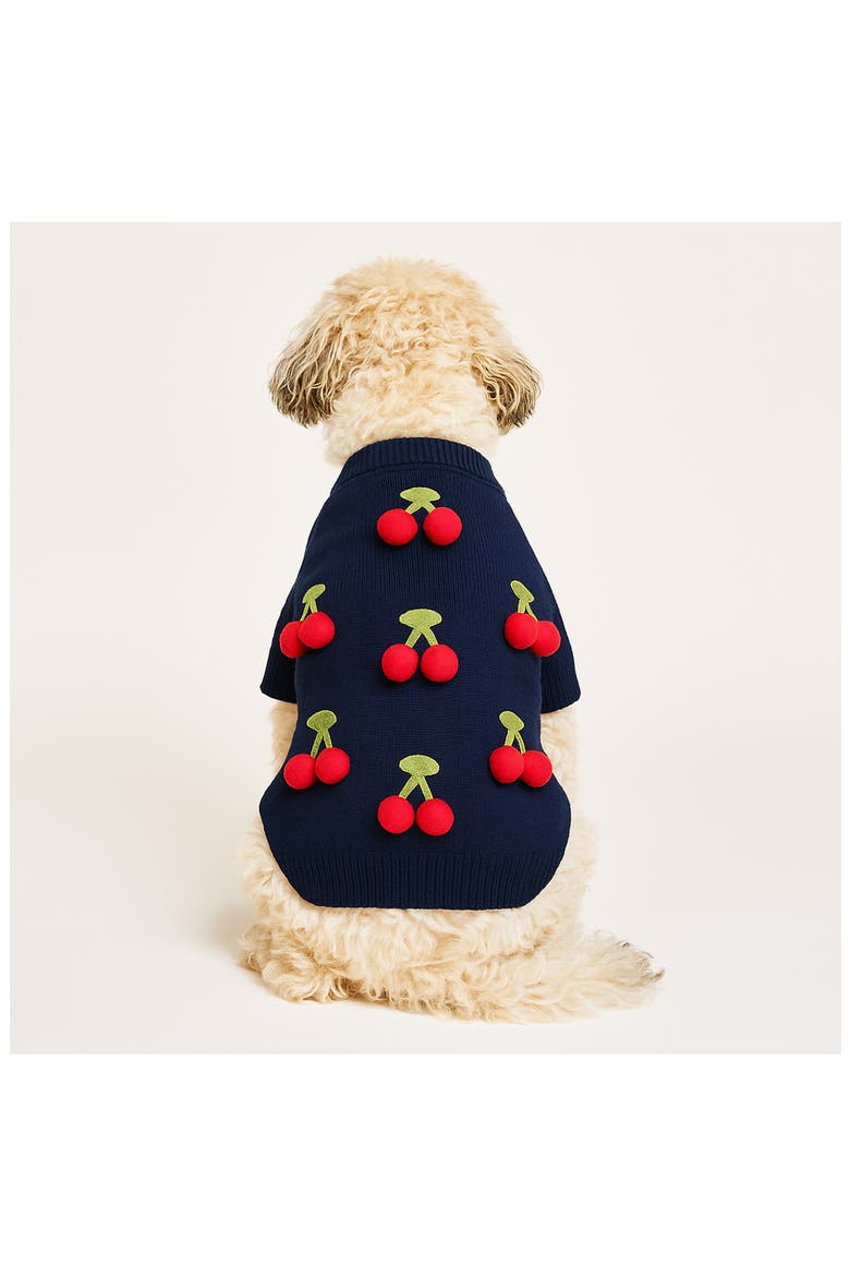 Cherries 3D Icon Dog Sweater, Alternate, color, BLUE