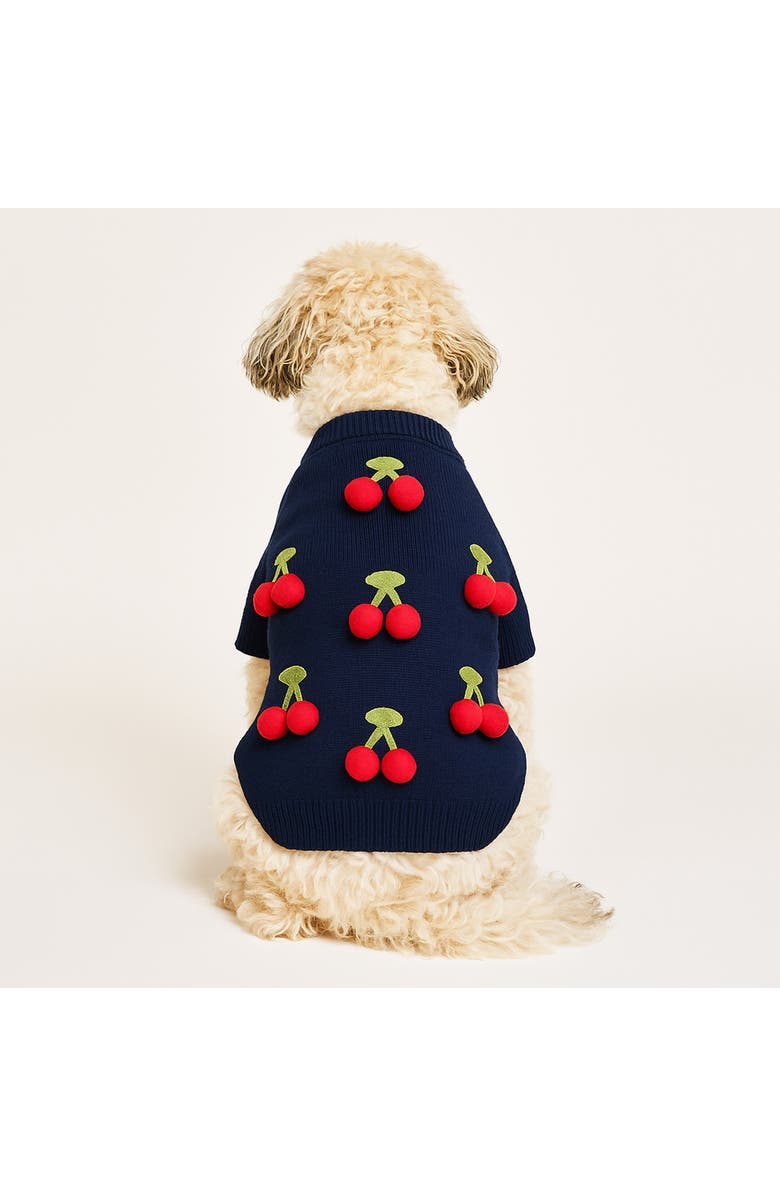 Found My Animal Cherries 3D Icon Dog Sweater, Alternate, color, Blue