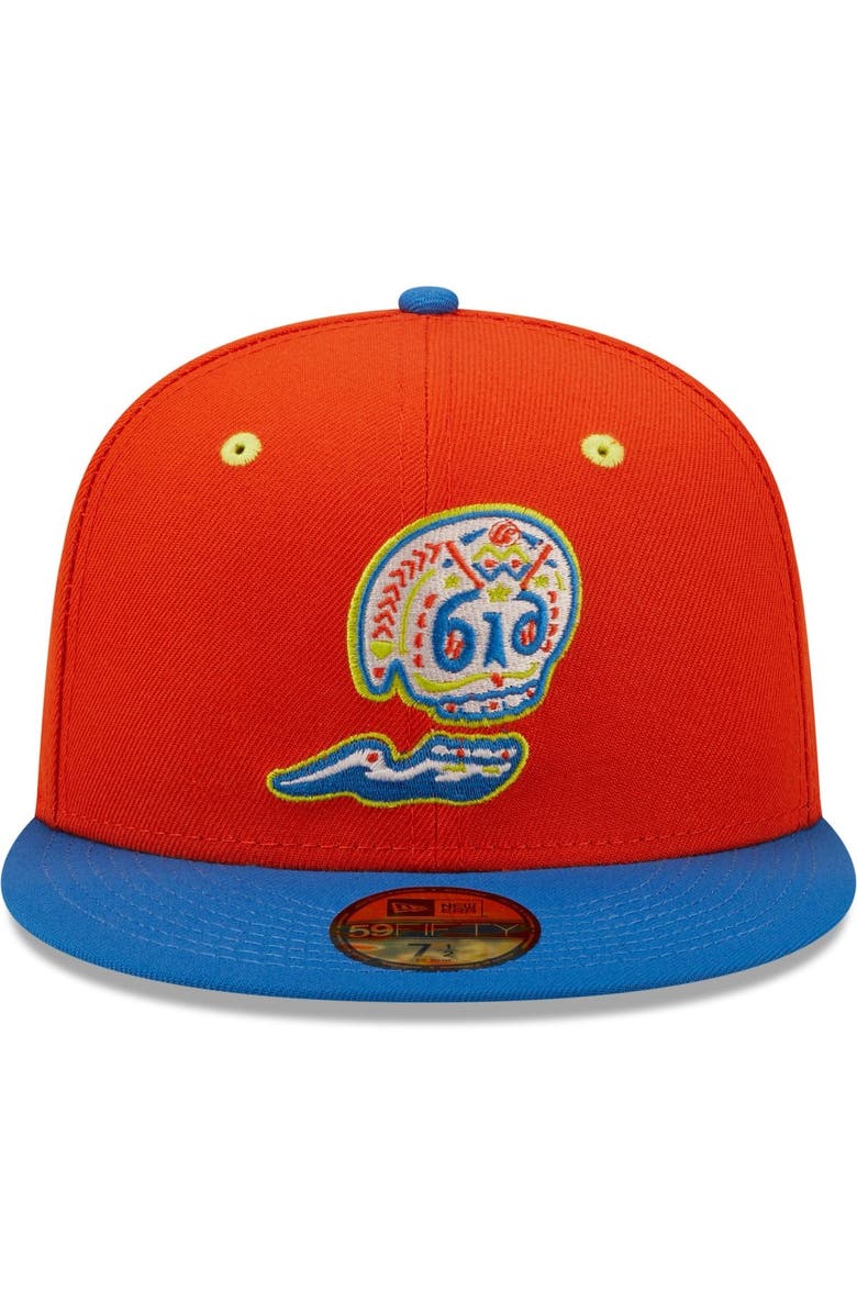 New Era Men's New Era Orange/Blue Calaveras de West Michigan Copa De La Diversion 59FIFTY Fitted Hat, Alternate, color, Orange