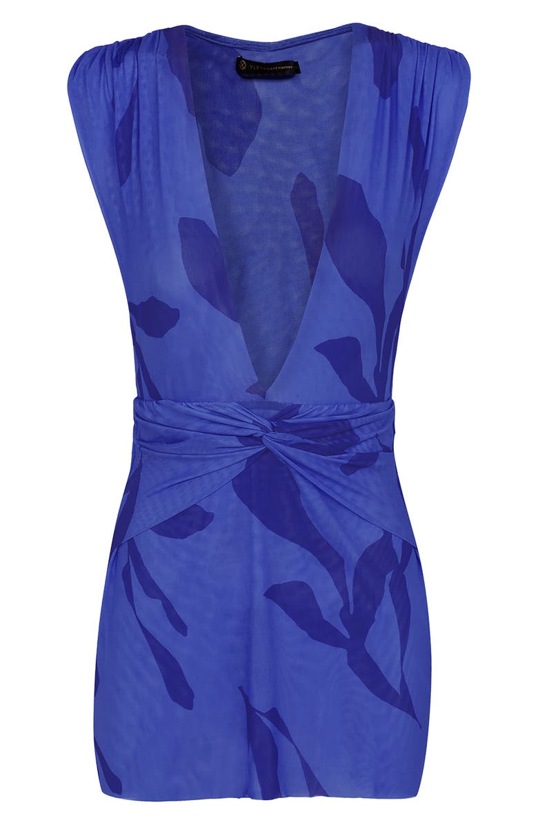 ViX Paula Hermanny Cindy Twist Front Plunge Cover-Up Minidress, Alternate, color, Blue Multi